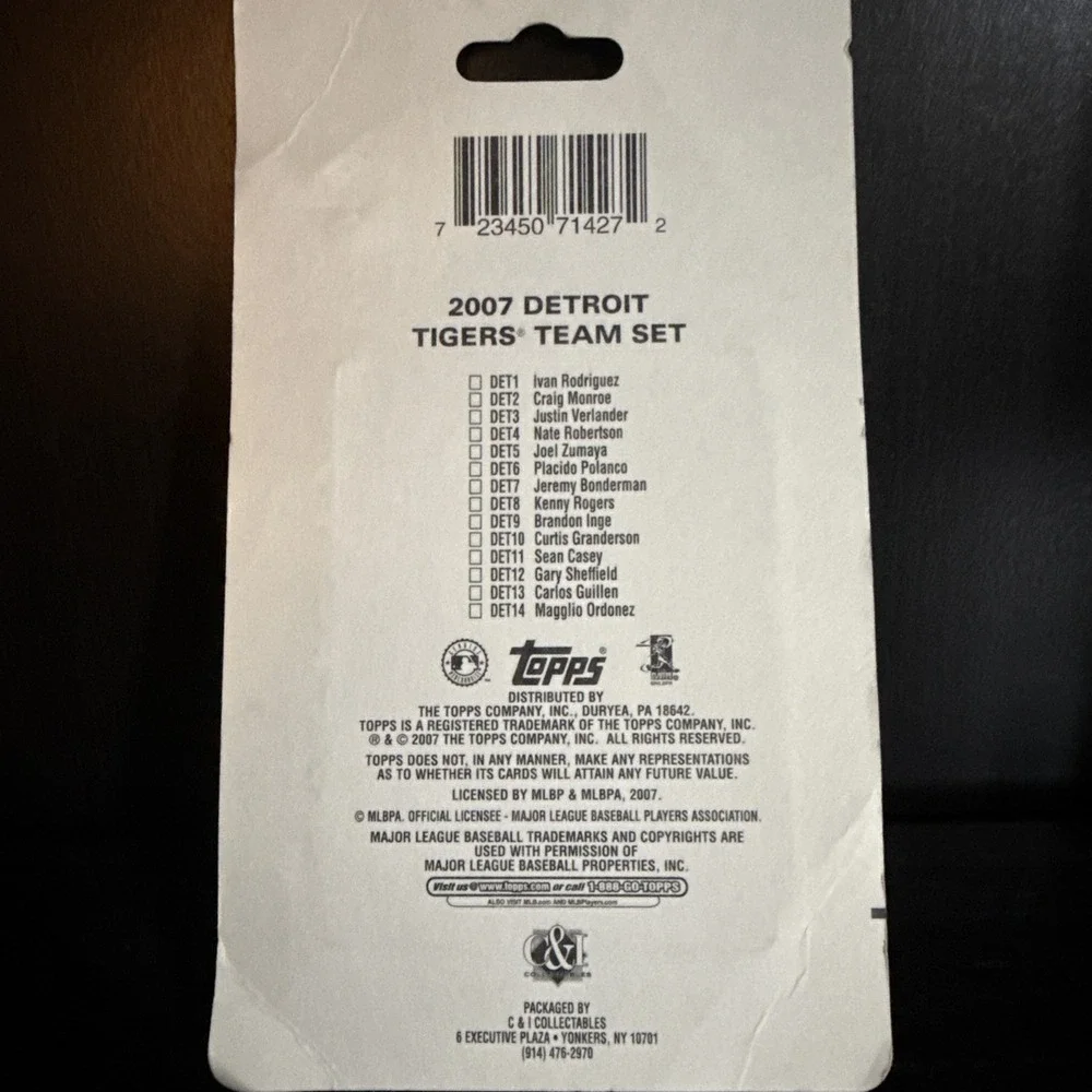 Topps 2007 Detroit Tigers Baseball Card Team Set Pack - factory sealed 14‎ Cards - Picture 2 of 4